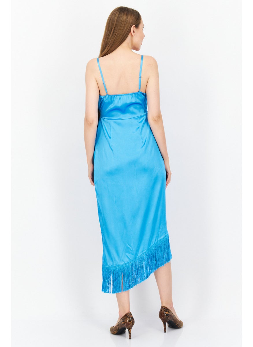 RIVER ISLAND Women Plain Wrap Dress, Blue  - Image 4