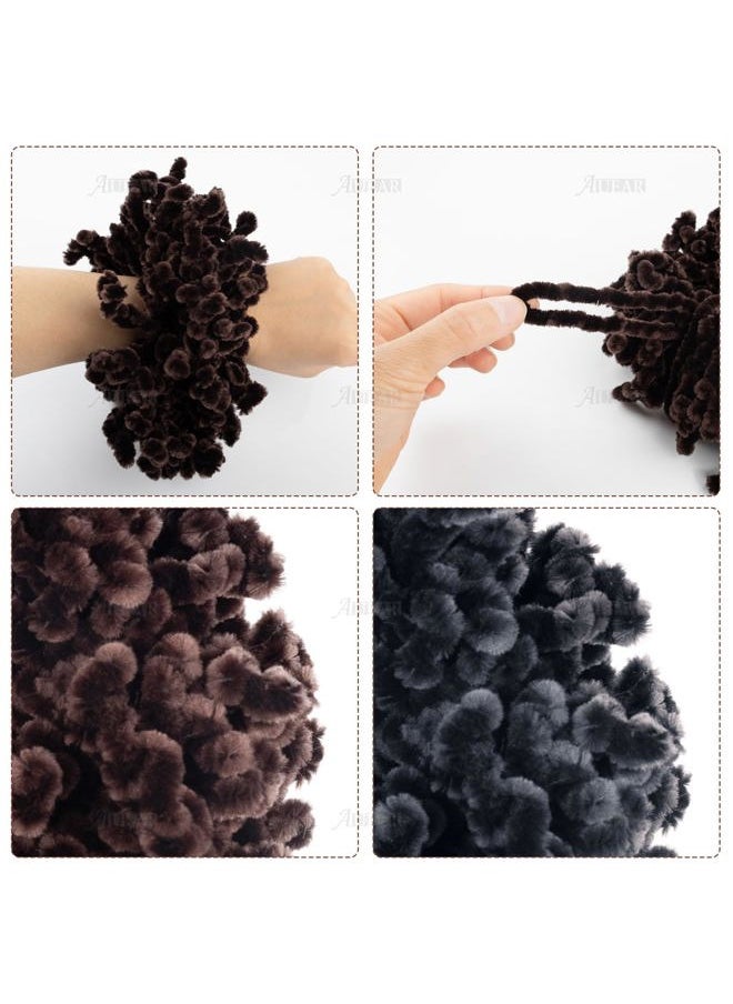 AUEAR - , 2 Pack Hair Scrunchie Headwear Tie Ring Plain Big Hairbands for Women (Black and Dark Coffee) - Image 1