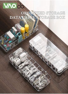VAOdo Transparent Data Cable Storage Box 8 Grid Electronic Accessories Dust-proof with 10 Strap Chargers  - Image 2