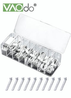 VAOdo Transparent Data Cable Storage Box 8 Grid Electronic Accessories Dust-proof with 10 Strap Chargers  - Image 1