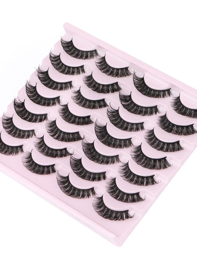 zanlufly False Eyelashes Russian Strip Lashes Fluffy Fake Eyelashes Extension D Curl Wispy Handmade Soft Reusable 14 Pairs Lashes Pack - Image 4