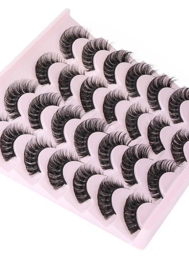 zanlufly False Eyelashes Russian Strip Lashes Fluffy Fake Eyelashes Extension D Curl Wispy Handmade Soft Reusable 14 Pairs Lashes Pack - Image 5