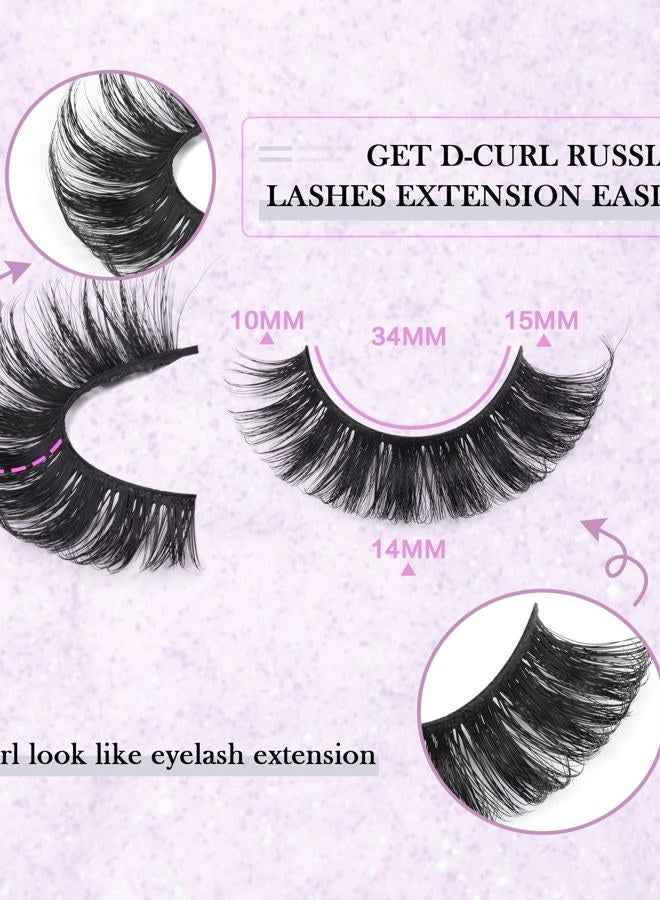 zanlufly False Eyelashes Russian Strip Lashes Fluffy Fake Eyelashes Extension D Curl Wispy Handmade Soft Reusable 14 Pairs Lashes Pack - Image 2