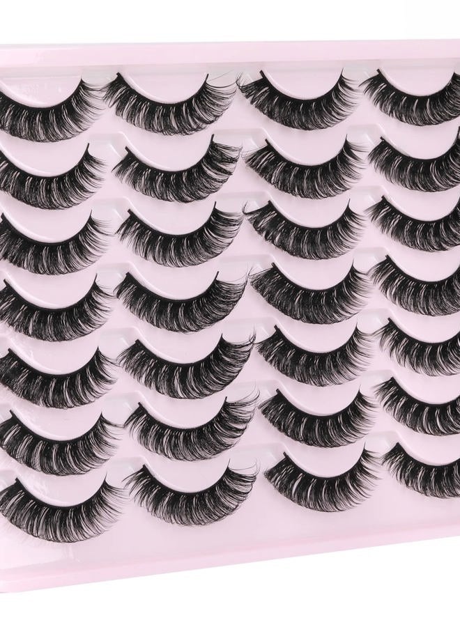 zanlufly False Eyelashes Russian Strip Lashes Fluffy Fake Eyelashes Extension D Curl Wispy Handmade Soft Reusable 14 Pairs Lashes Pack - Image 3