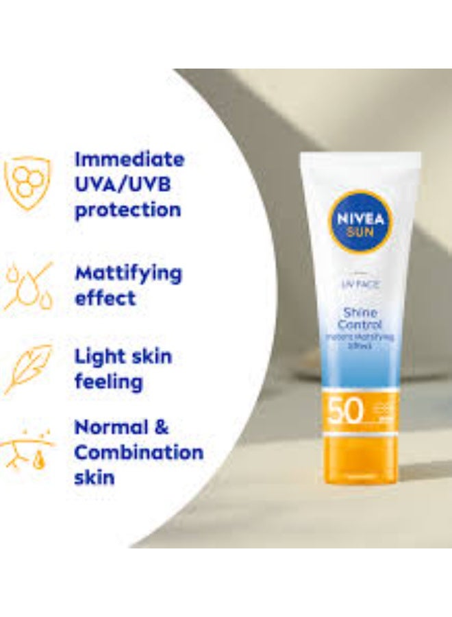 Nivea Sun Control Shine Medium Mattifying Facial SPF50 40ml - Image 2