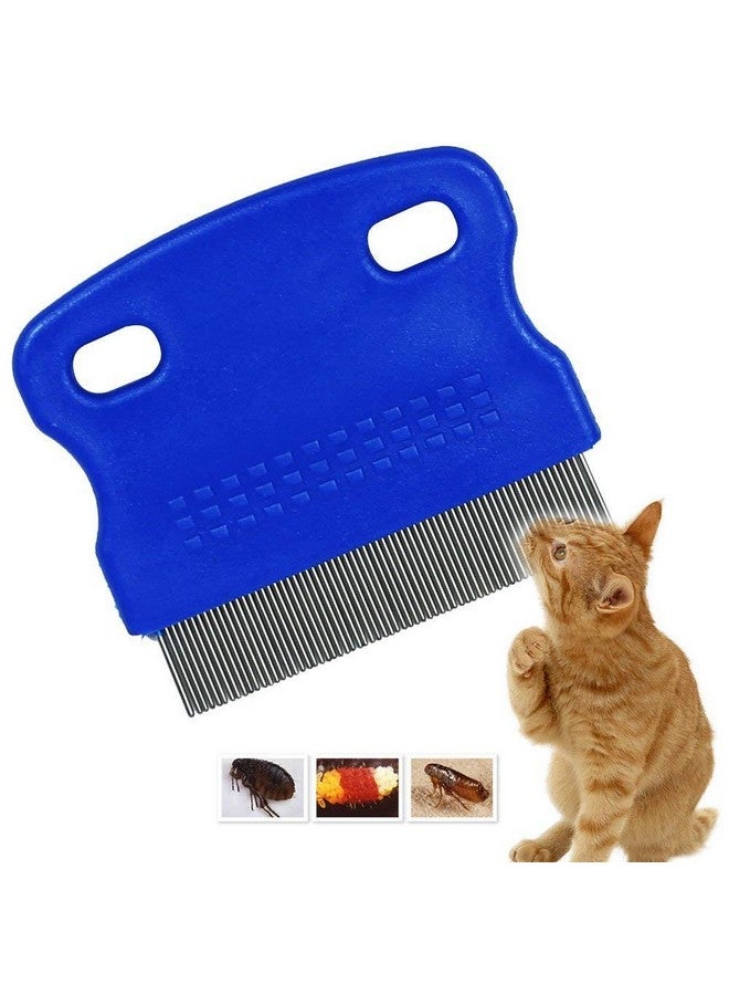 Patty Both Patty Both Dog Cat Pet Lice &Flea & Nit Removal Comb/Brush, Precision Spaced Stainless Steel Teeth Locked into Sturdy Plastic Handle for Easy Cleaning(Blue) - Image 1
