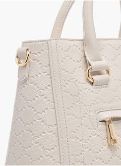 Le Confort Women Monogram Embossed Tote Bag with Detachable Strap and Zip Closure  - Image 5