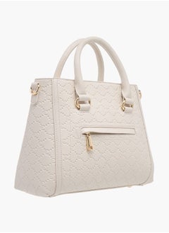 Le Confort Women Monogram Embossed Tote Bag with Detachable Strap and Zip Closure  - Image 3