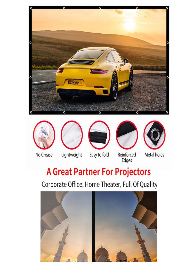 100 Inch Projector Screen 16:9 HD Foldable Portable Projection Screen Anti-Crease Rear Front Projection Movies Screen for Home Theater Outdoor Indoor Movies  - Image 2