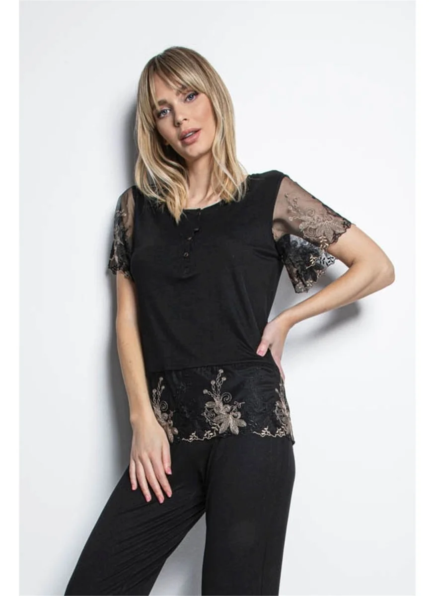 موناميسي 19171 Women's Black Pajama Set