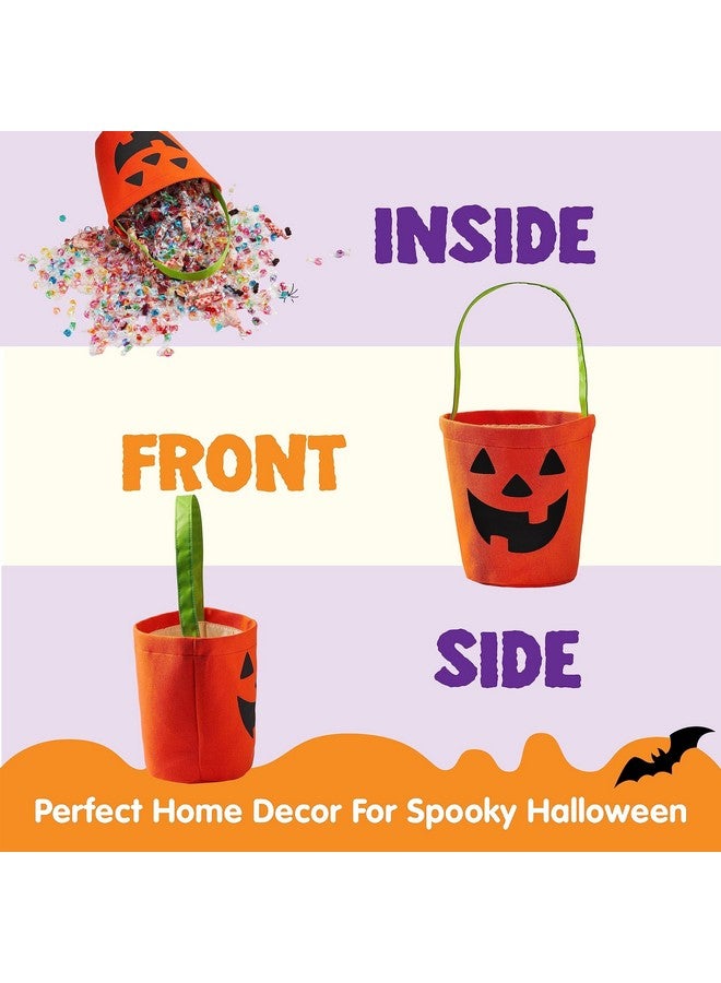 JOYIN 2 قطعة أكياس الهالوين للحلويات، 6 × 9 دلو حلوى اليقطين البرتقالي للحلويات، دلو خفيف قابل لإعادة الاستخدام على شكل خفاش أسود، سلال محمولة من الفelt لاحتفالات الهالوين للأطفال - Image 3