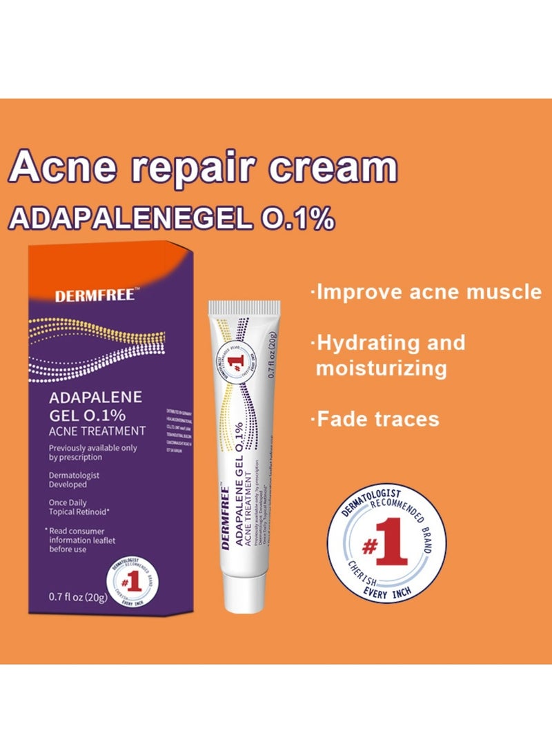 DERMFREE Adapalene Gel Acne Treatment Acne Treatment Cream Acne Treatment Ointment Gel Acne Relief Cream Gentle Moisturizing Acne Removing Gel Pimple and Acne Removal Anti Acne Gel 20g - Image 2