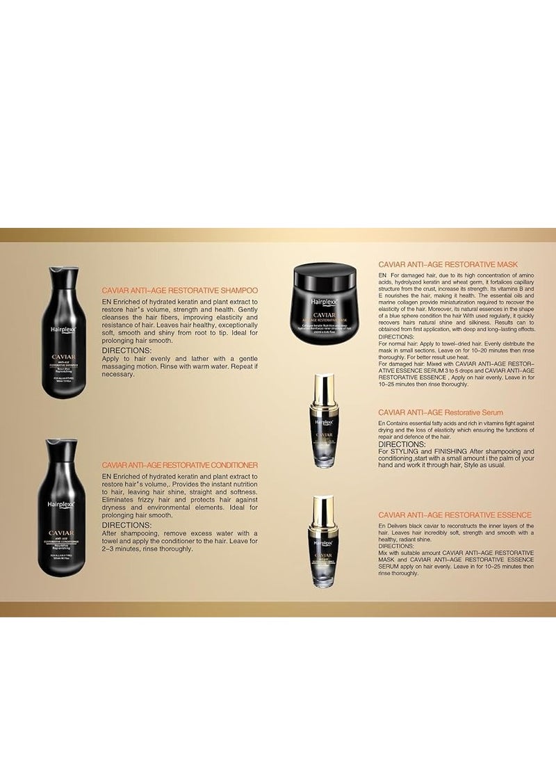 Hairplexx hairplexx caviar protects hair fiber It Consists Of Shampoo 300 ml Conditioner 300 ml Mask 250 ml Serum 50 ml Caviar Serum 50 ml  - Image 5