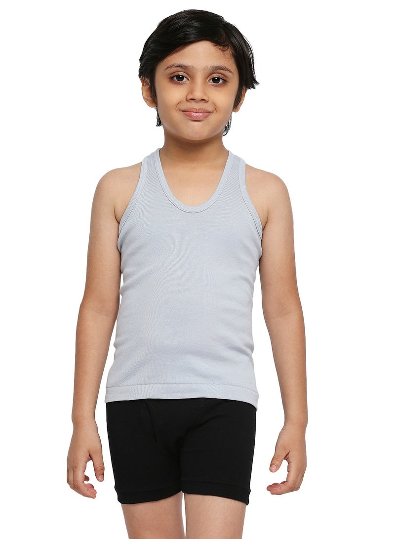 BYC BOY'S COTTON VEST (PACK OF 3) - LIGHT GREY  - Image 2