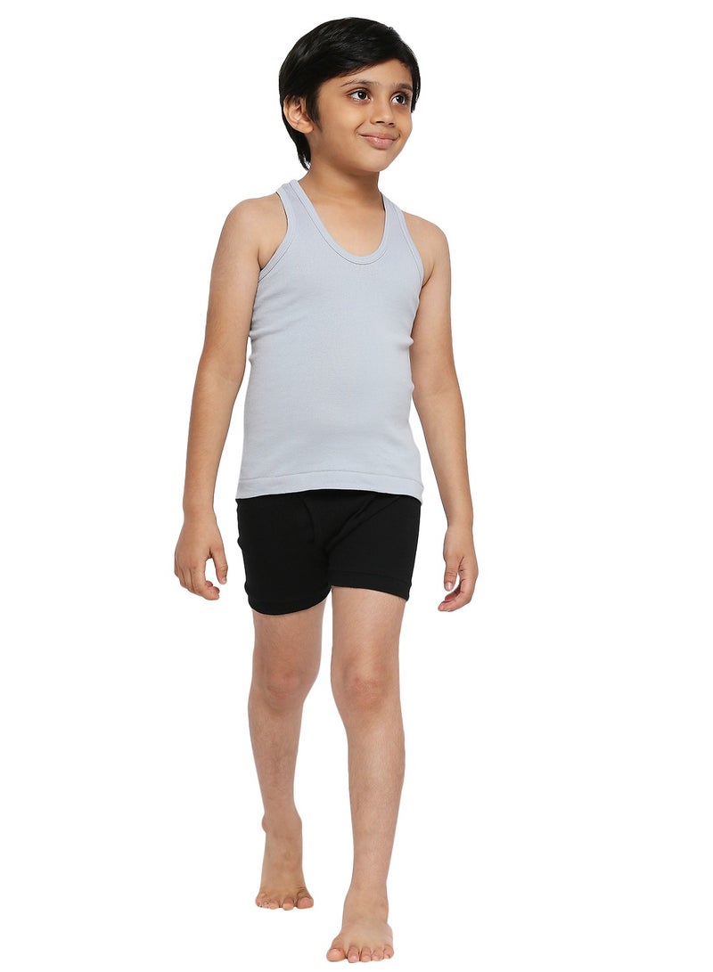 BYC BOY'S COTTON VEST (PACK OF 3) - LIGHT GREY  - Image 3