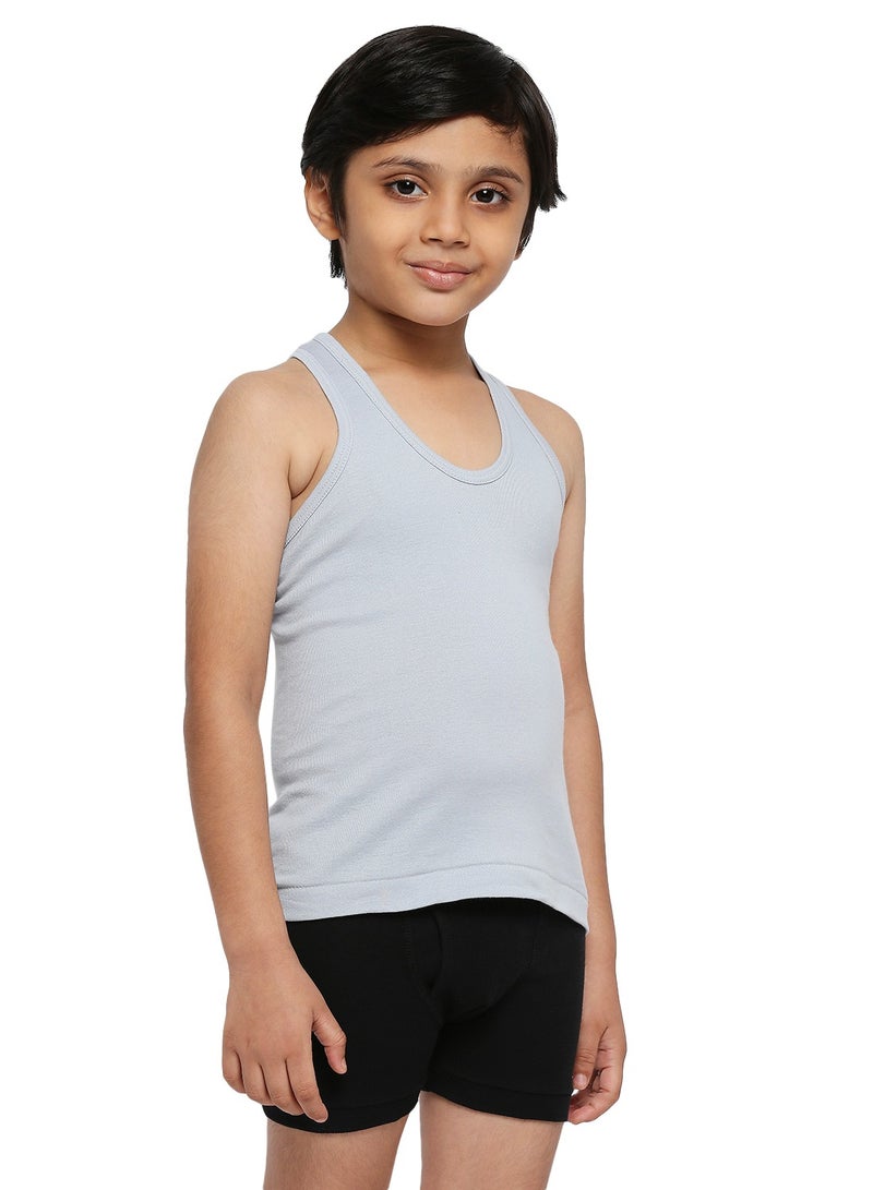 BYC BOY'S COTTON VEST (PACK OF 3) - LIGHT GREY  - Image 5