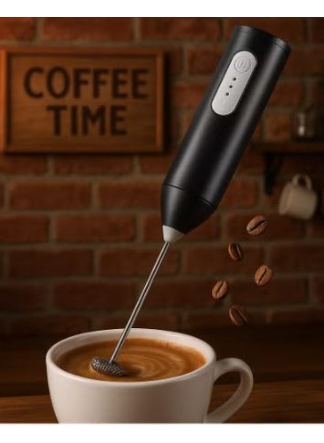 , Handheld Electric Rechargeable Stainless Steel Milk Frother for Whipping Cappuccino, Hot Chocolate, Milkshakes - 012 - Image 3