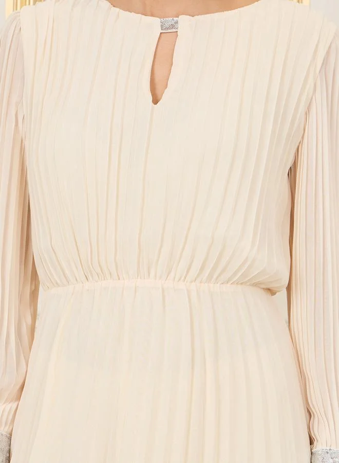 Styli Pleated Chiffon Dress