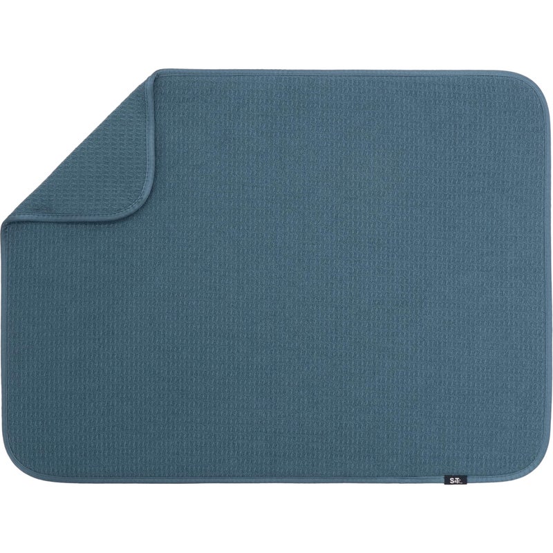 S&T INC. Dish Drying Mat XL  Highly Absorbent Microfiber Kitchen Counter Mat  Dish Drying Pad for Dishes  Utensils  Pots and Pans  Extra Large 18"" x 24""  Tapestry Blue - Image 1
