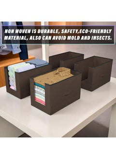 Kuber Industries Kuber Industries Shirt Organizer for Wardrobe|Foldable Non Woven Shirt Stacker|Designer Cupboard Organizer for Clothes |Clothes Storage box|Pack Of 2 (Brown)  - Image 4