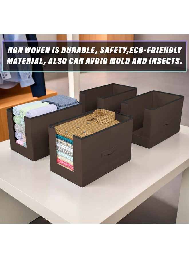 Kuber Industries Shirt Organizer for Wardrobe|Foldable Non Woven Shirt Stacker|Designer Cupboard Organizer for Clothes |Clothes Storage box|Pack Of 2 (Brown) - Image 4