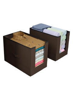 Kuber Industries Kuber Industries Shirt Organizer for Wardrobe|Foldable Non Woven Shirt Stacker|Designer Cupboard Organizer for Clothes |Clothes Storage box|Pack Of 2 (Brown)  - Image 1