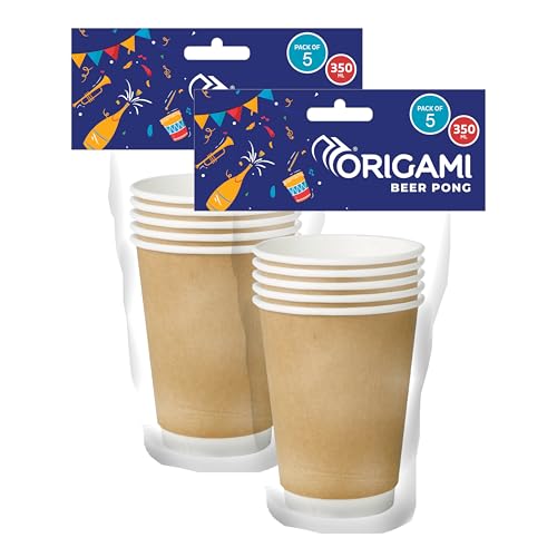 Origami Party Disposable Paper Cups 350ml (Pack of 2 | 10 Glasses) | Leakproof, Eco-Friendly & Biodegradable | Perfect for Home, Office & Travel - Image 1