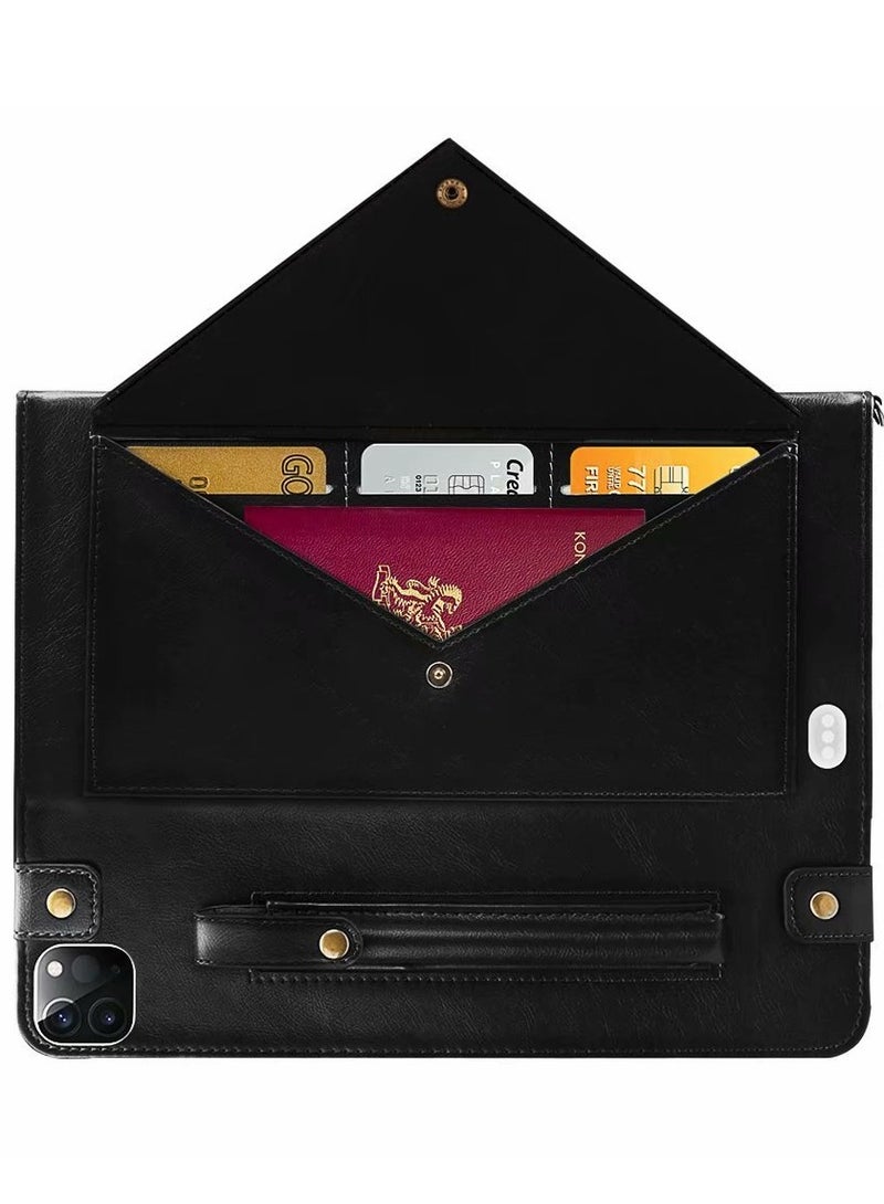 iPad Pro 11 Case with Shoulder Strap and Hand Band, PU Leather Shoulder Bag Envelope Wallet Cover with Card Holder Cash Pocket Pencil Holder for iPad Pro 11  - Image 2