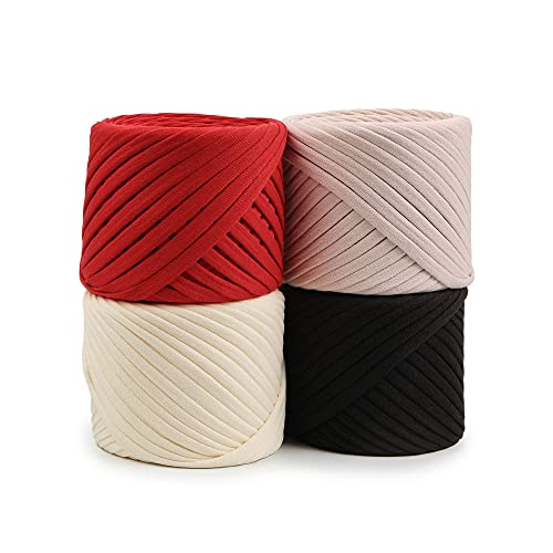 TShirt Yarn Set 4 Cotton Yarn Balls 218 Yards Total Organic TYarn for Crocheting Knitting Macrame Paris Set