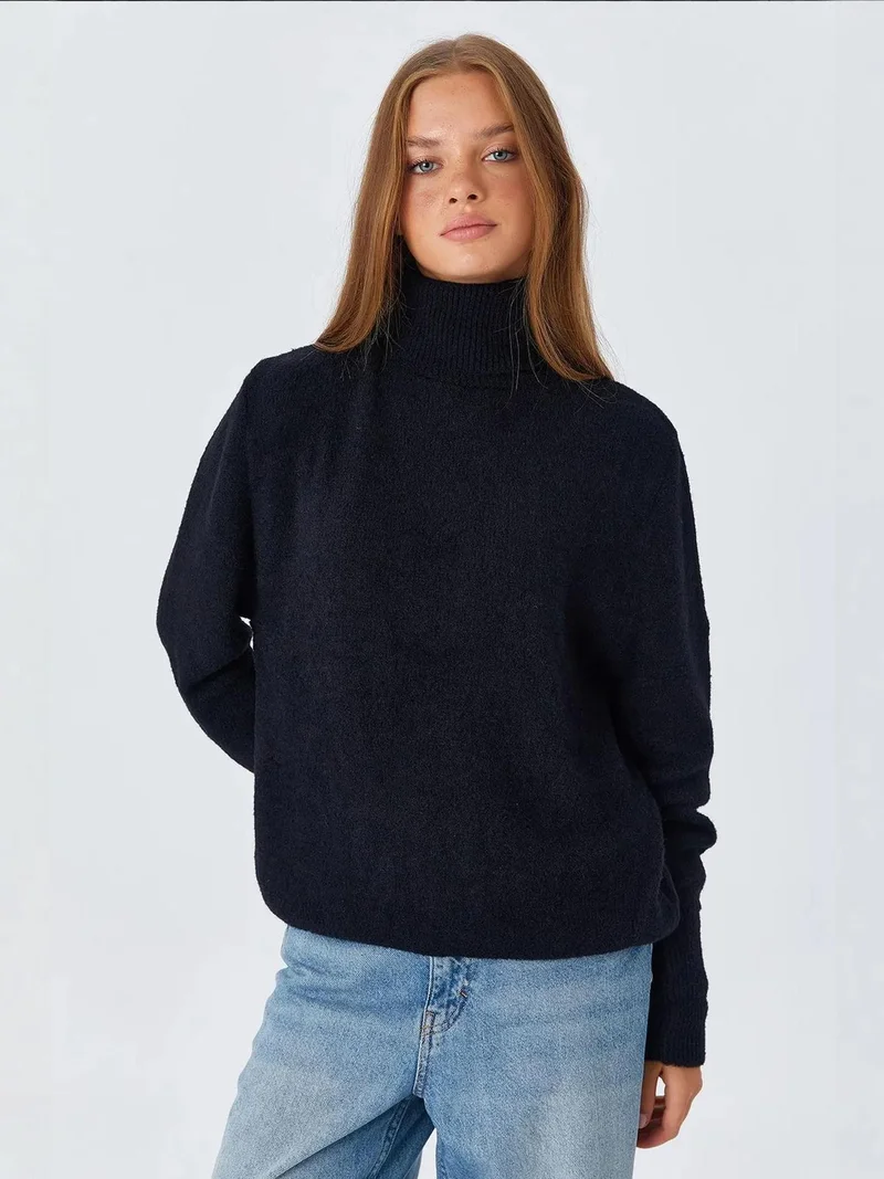 MixRay Mixray Thick Ribbed Turtleneck Sweater