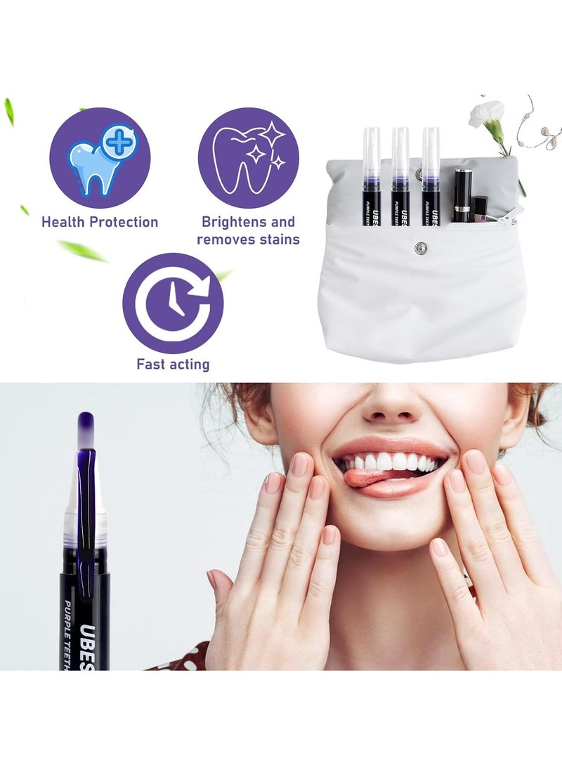 UBESTSMILE 3 Pcs Purple Teeth Whitening Pen Purple Toothpaste for Teeth Whitening V34 Color Corrector Toothpaste Purple Toothpaste Whitening Teeth Whitening Kit for Sensitive Teeth with Pap  - Image 5