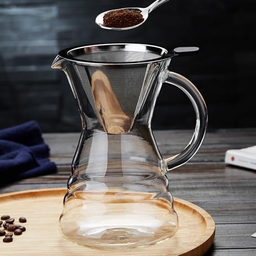 Unbreakable - Pour Over Coffee Maker with Permanent Stainless Filter 27 fl oz, Thickened Heat-Resistant Borosilicate Glass Dripper Coffee Brewer, Stovetop Safe - Image 2
