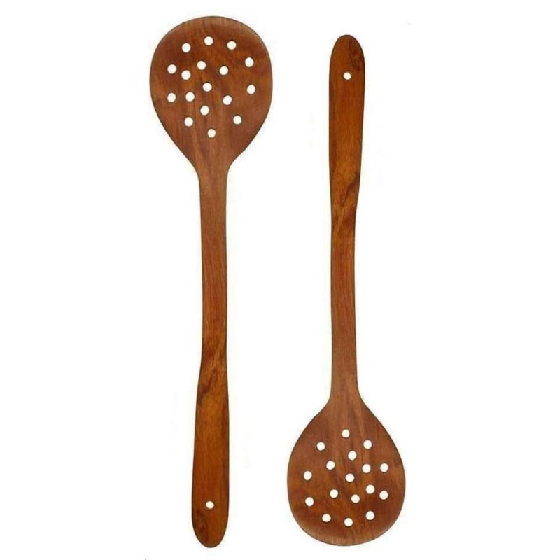 PGD Rosewood Wooden Skimmer ladle 15 inch for Frying 2 Pieces - Image 1