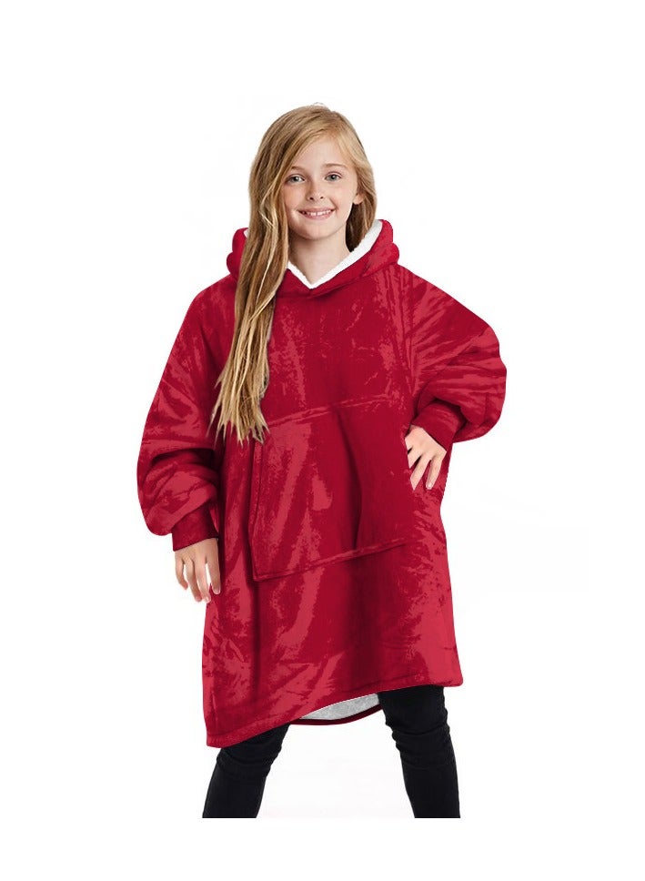 Loquat 2024 Amazon Outdoor Furniture Lazy Blanket Children's Solid Color Hoodie Warm Casual Jacket TV Blanket  - Image 1