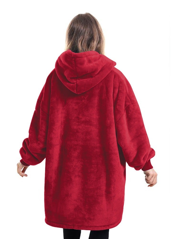 Loquat 2024 Amazon Outdoor Furniture Lazy Blanket Children's Solid Color Hoodie Warm Casual Jacket TV Blanket  - Image 2