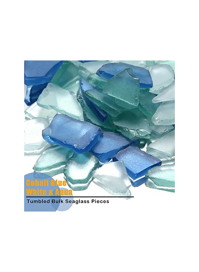 The Bros 11 oz Sea Glass Cobalt Bulk Seaglass Pieces Caribbean Tumbled Sea Glass for Beach Wedding Party Decor Home Decor DIY Craft Supplies (Blue, White, Green) - Image 2