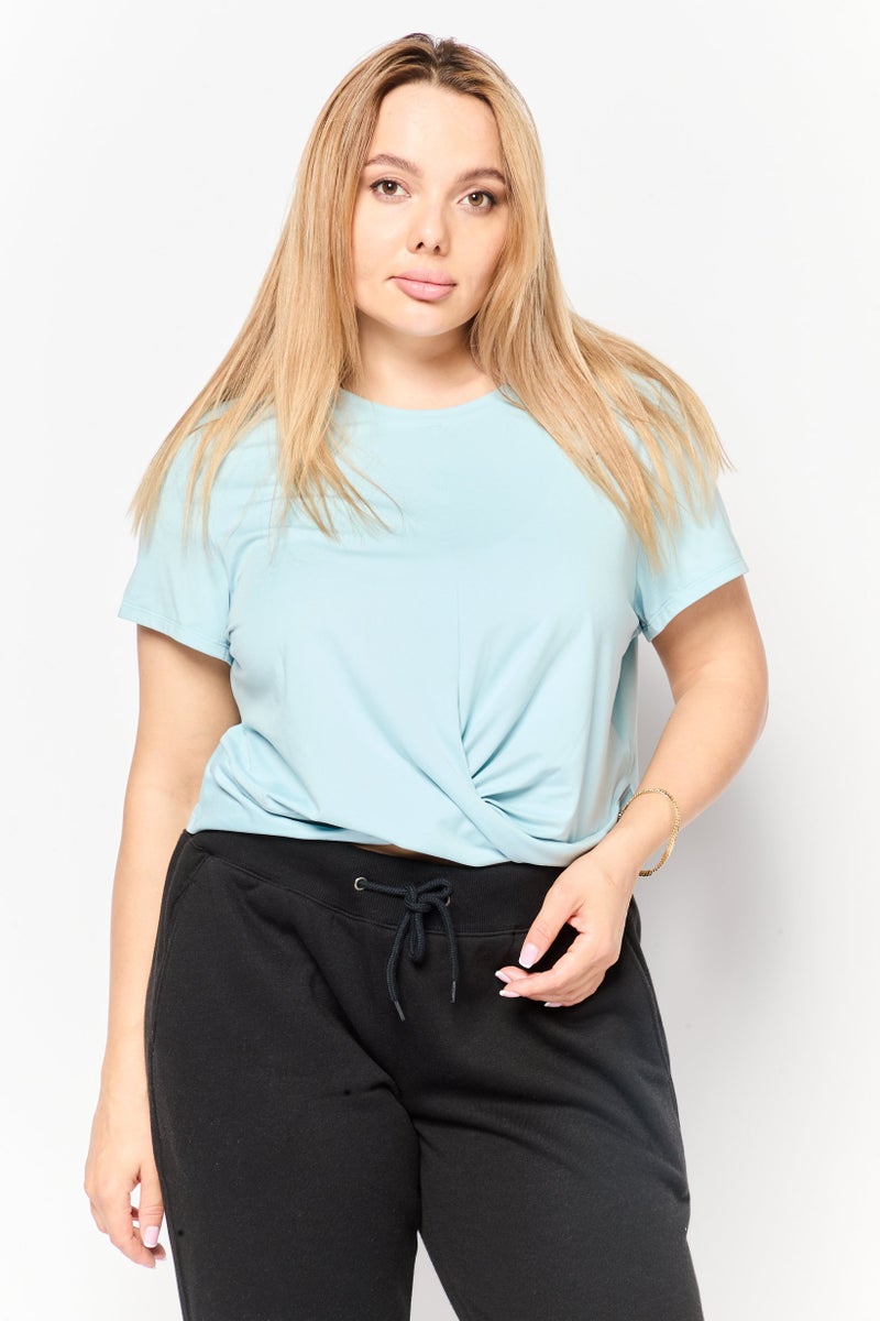 PUMA Women Sportswear Fit Sort Sleeve Training Top, Turquoise - Image 1