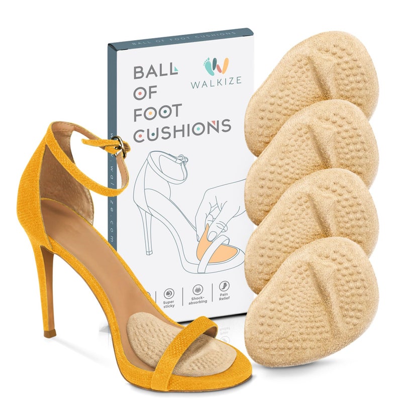 Walkize Metatarsal Pads Women | Heel Inserts for Women | Ball of Foot Cushions (2 Pairs Foot Pads) All Day Pain Relief and Comfort One Size Fits Shoe Inserts for Women (Beige) - Image 1