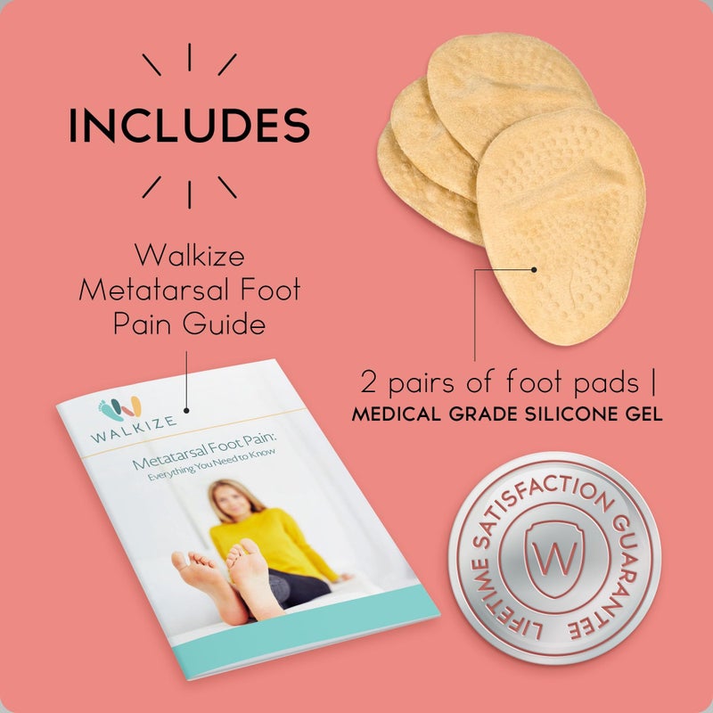 Walkize Metatarsal Pads Women | Heel Inserts for Women | Ball of Foot Cushions (2 Pairs Foot Pads) All Day Pain Relief and Comfort One Size Fits Shoe Inserts for Women (Beige) - Image 5