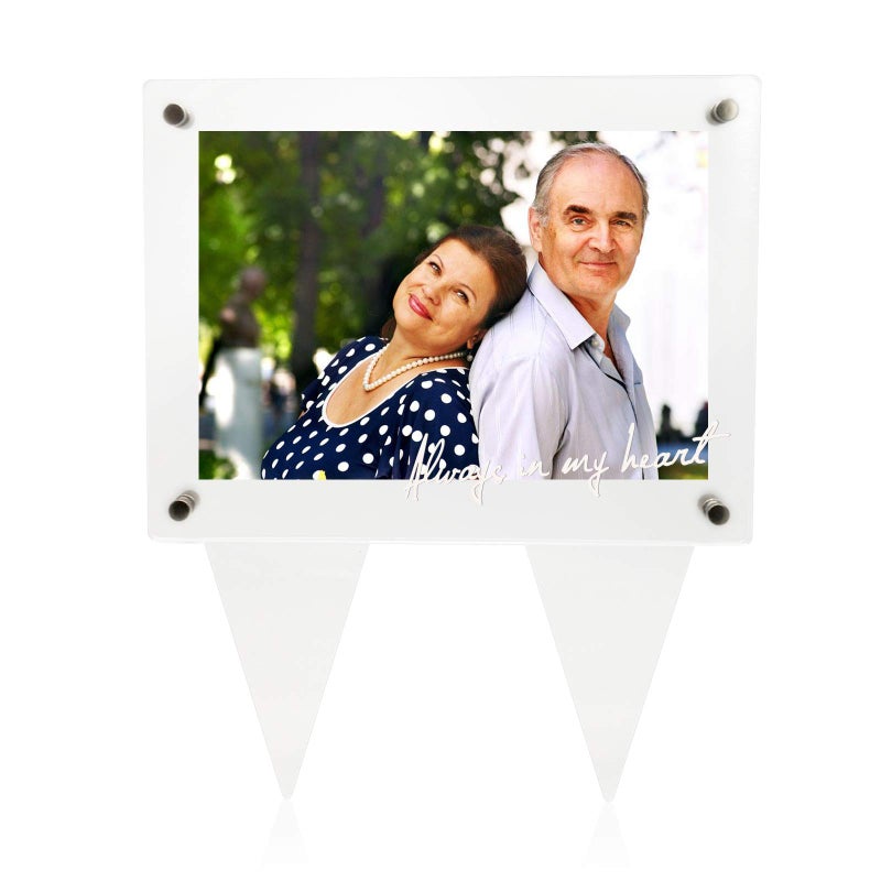 Suaific Suaific 5x7 Waterproof Picture Frame for Grave  Acrylic Outdoor Memorial Cemetery Decorations Garden Marker Always In My Heart 