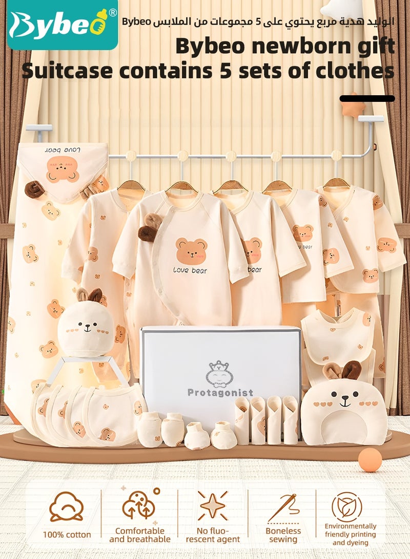 Bybeo 26PCS Newborn Baby Gift Set, Newborn Layette Gift Set for Boys and Girls, Babies Essential Clothes Accessories with Baby Blanket, 100% Premium Cotton, for Spring Summer Autumn Winter - Image 2