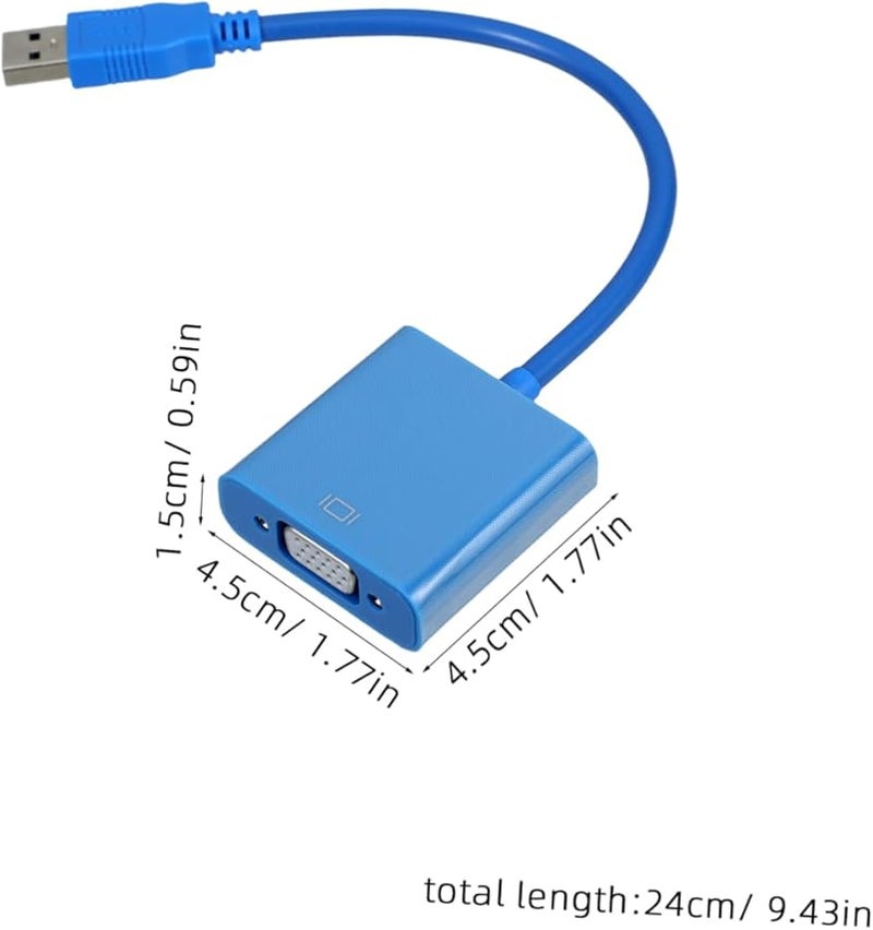 كابل محول من USB 3.0 إلى VGA مع دعم الصوت باللون الأزرق لأجهزة اللابتوب والشاشات وأجهزة العرض - Image 3