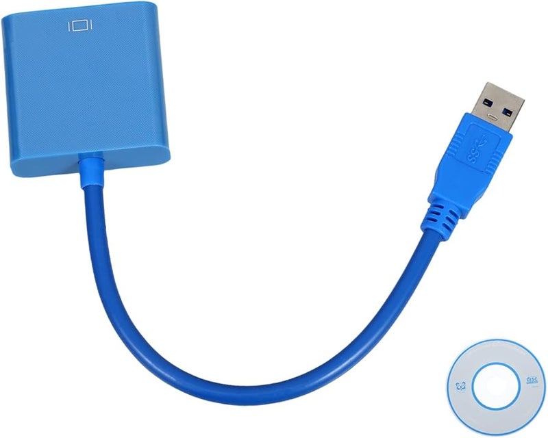 كابل محول من USB 3.0 إلى VGA مع دعم الصوت باللون الأزرق لأجهزة اللابتوب والشاشات وأجهزة العرض - Image 2