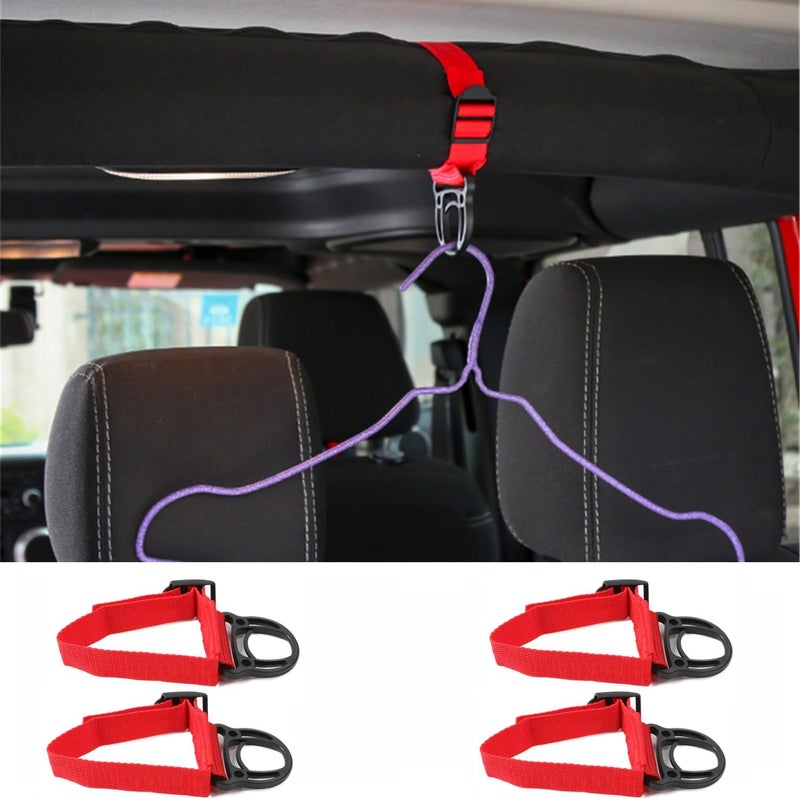 YOCTM Roll Bar Coat Hanger Clothes Hook for Jeep Wrangler TJ 1997-2006 Unlimited Rubicon Sport Sahara Rubicon Sport Utility 2-Door Interior Parts Accessories (Pack of 4)(Perimeter 45CM) - Image 1