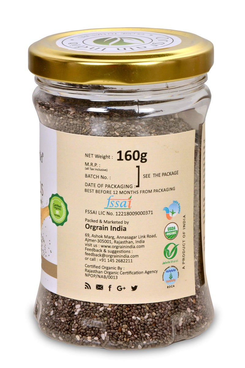 Orgrain India Organic Chia Seeds 640g (Pack of 4 * 160g) - Image 4