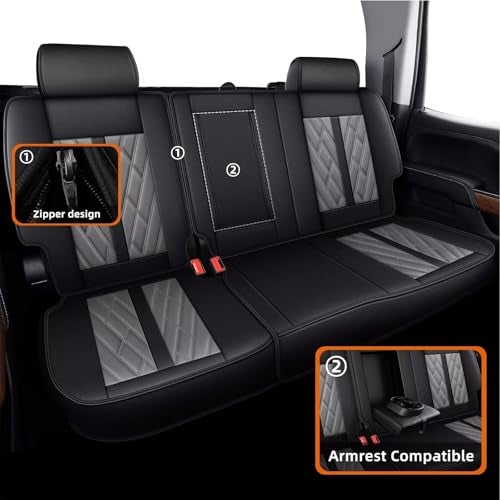 TTX LIGHTING Seat Covers Custom Fit for Ford F150 2009-2024 2025 - F250/F350/F450 2017-2024 2025 Perforated Leather Truck 5 Seat Covers Full Set (Black&Grey) - Image 3