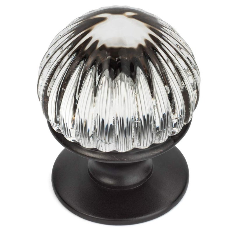 Cosmas 5 Pack - Cosmas 6812ORB-C Oil Rubbed Bronze Cabinet Hardware Round Knob with Clear Glass - 7/8" Diameter - Image 2