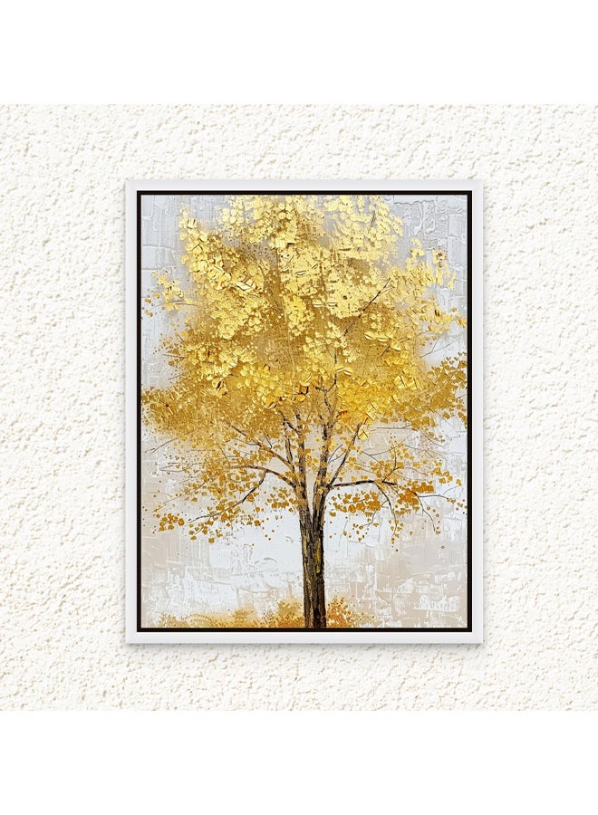 Art Decor Framed Canvas Wall Art of Abstract Golden Tree Painting Portrait Nature Neutral Color Print Wall Decor for Home Office Living Room Bedroom Gifting