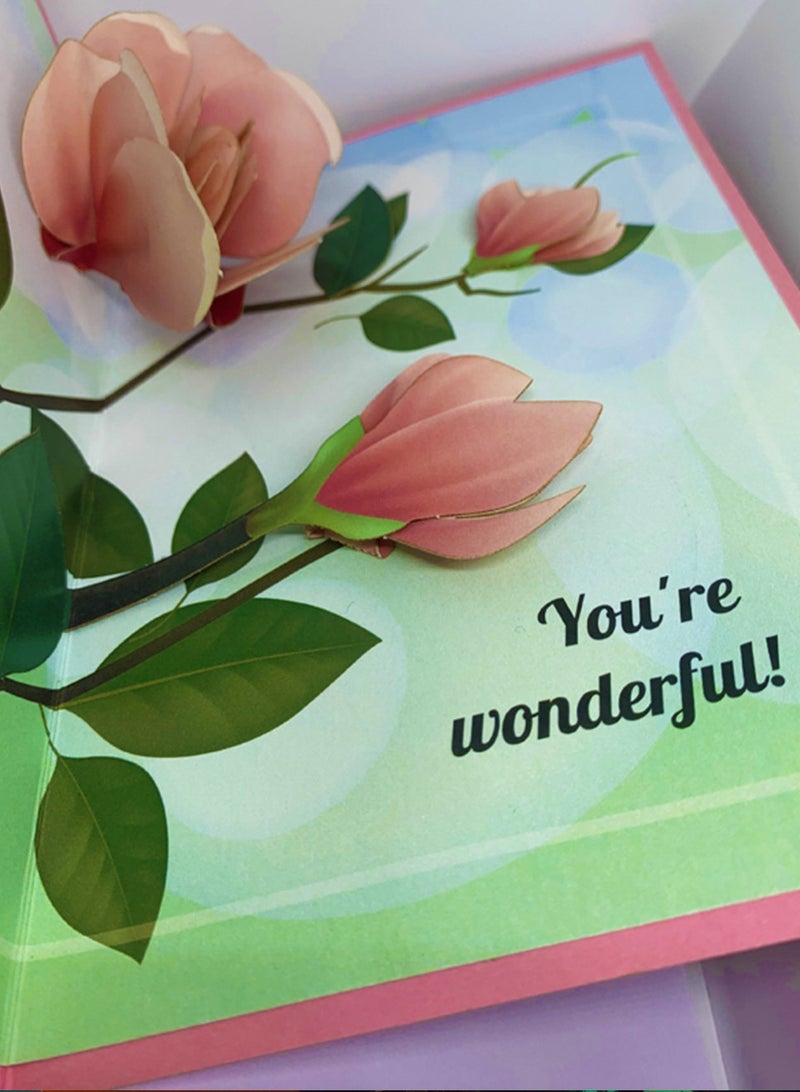 Wow Cards Pink Greeting Card with Popup Rose and “You’re Wonderful” Message - Image 2