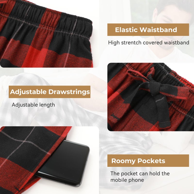BAMBOO COOL Men's Pajama Bottoms Plaid Pajamas Pants for Men Soft Long Lounge Woven Pj Sleep Pant with Pockets - Image 3